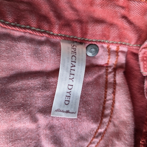 Eddie Bauer Red Jean Shorts Straight-Leg Denim Slightly Curvy - Picture 7 of 13